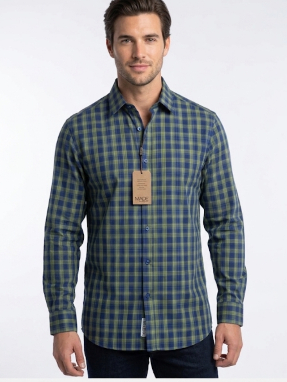 Made Cam Newton Men's Shirt Size M Plaid Long Sleeve Button NEW